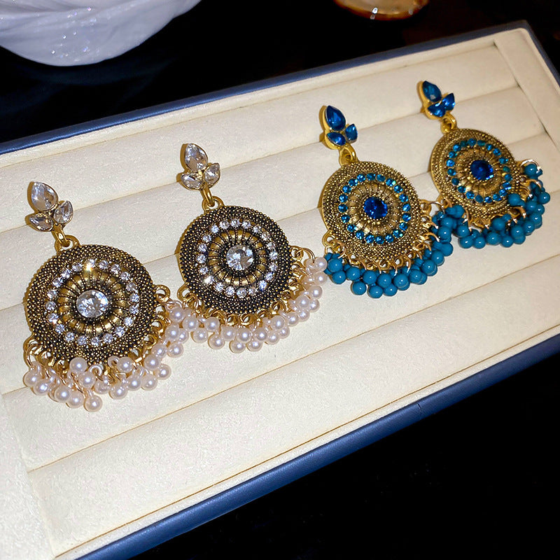 Rhinestone Alloy Bead Dangle Earrings - Charming Charlie