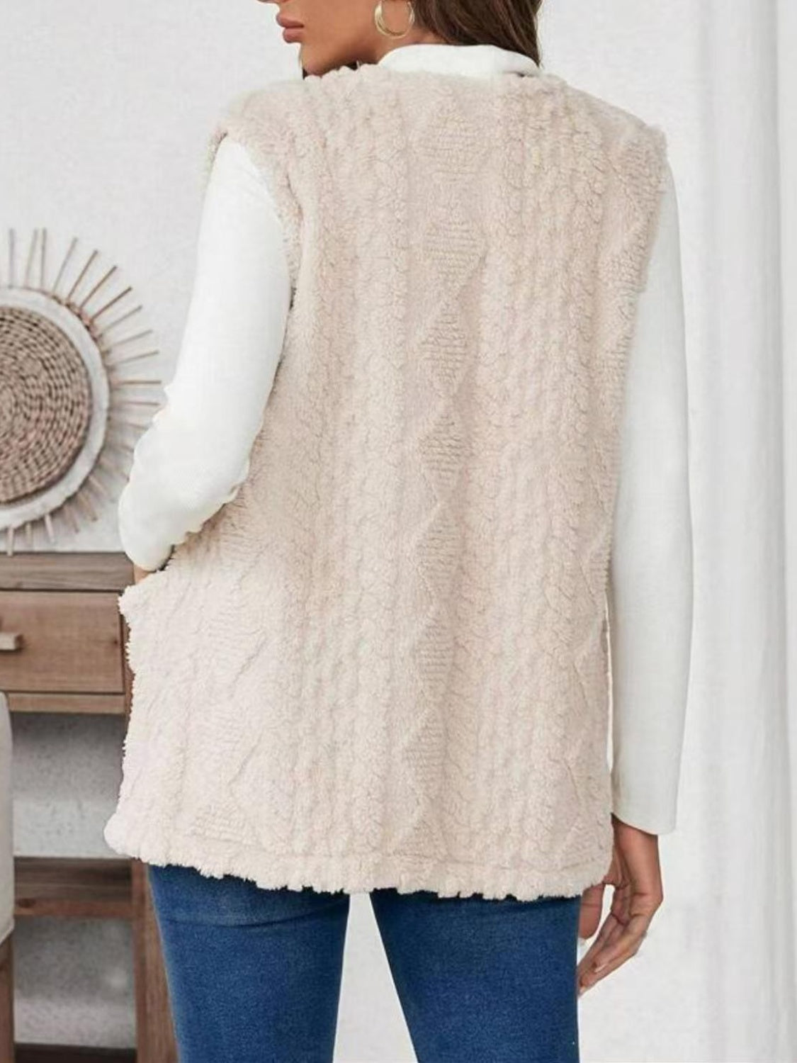 Fuzzy Open Front Vest with Pockets - Charming Charlie