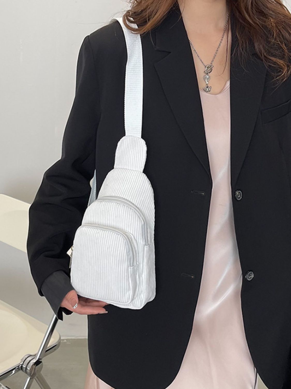 Corduroy Solid Color Crossbody Bag - Charming Charlie