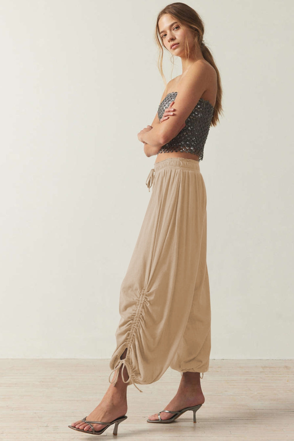 Drawstring Ruched Pants - Charming Charlie