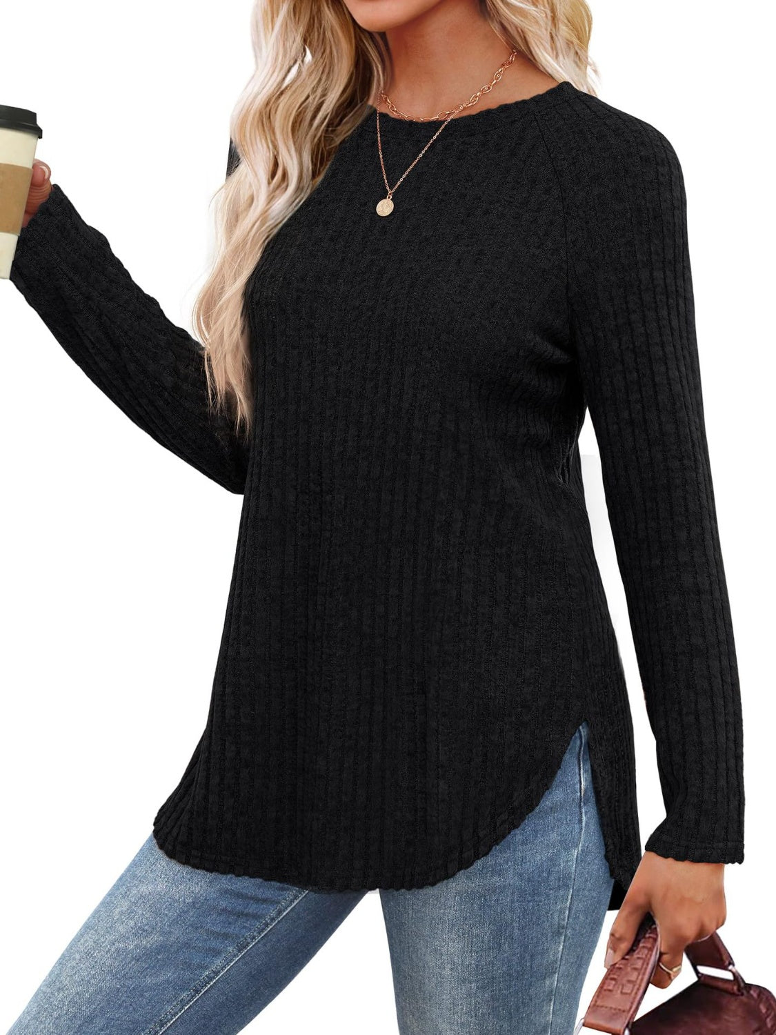 Round Neck Raglan Sleeve T-Shirt - Charming Charlie