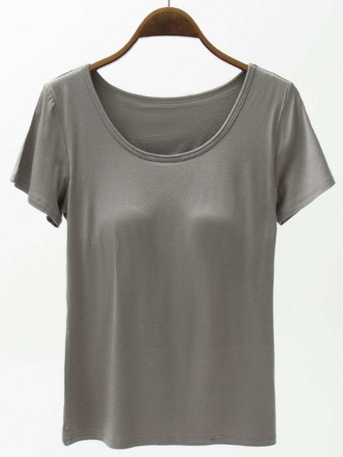 Round Neck Modal T-Shirt with Bra - Charming Charlie