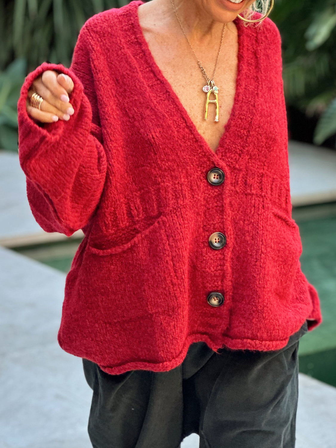 Pocketed V-Neck Button Up Cardigan - Charming Charlie