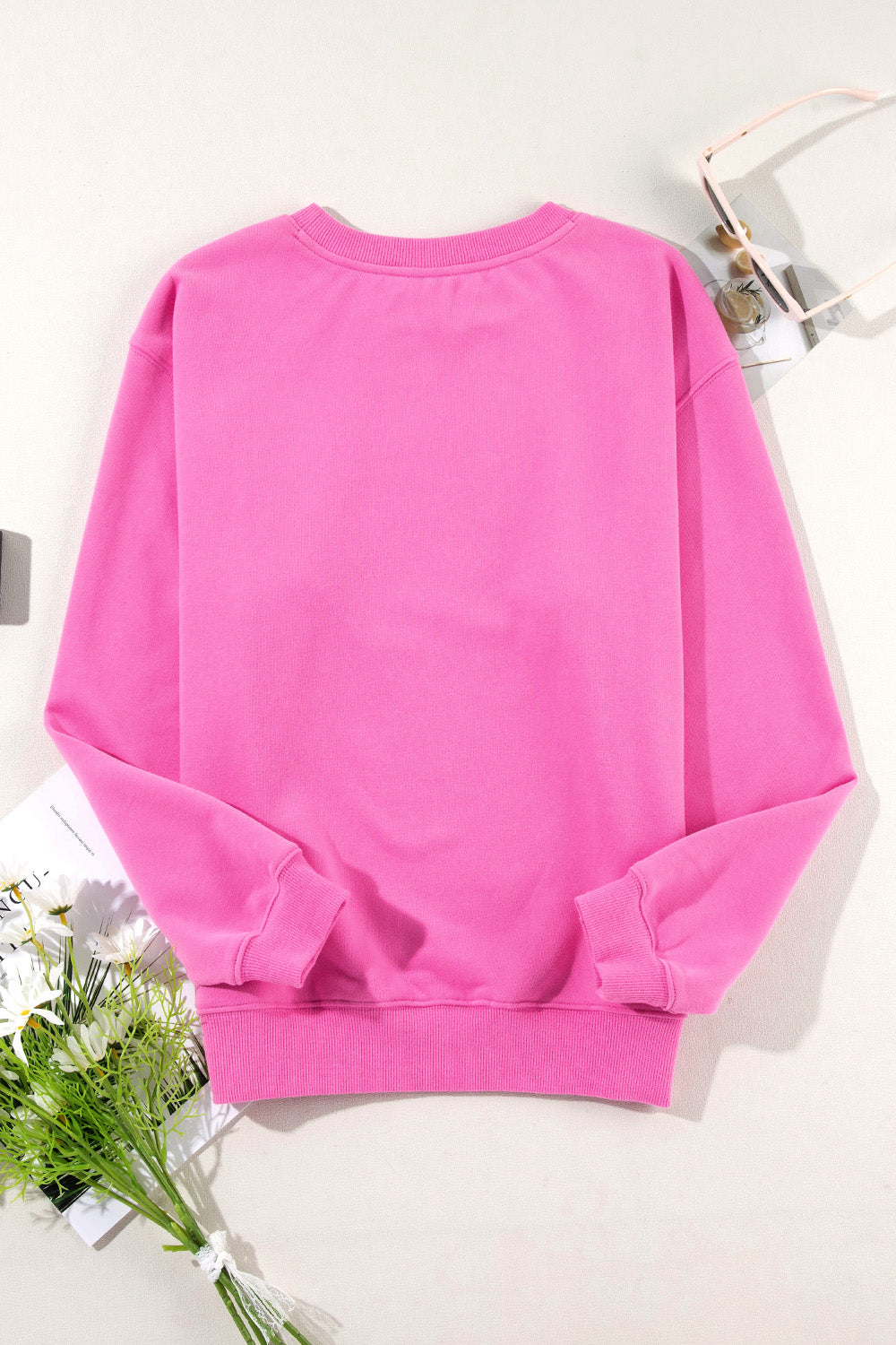 Round Neck Long Sleeve Sweatshirt - Charming Charlie