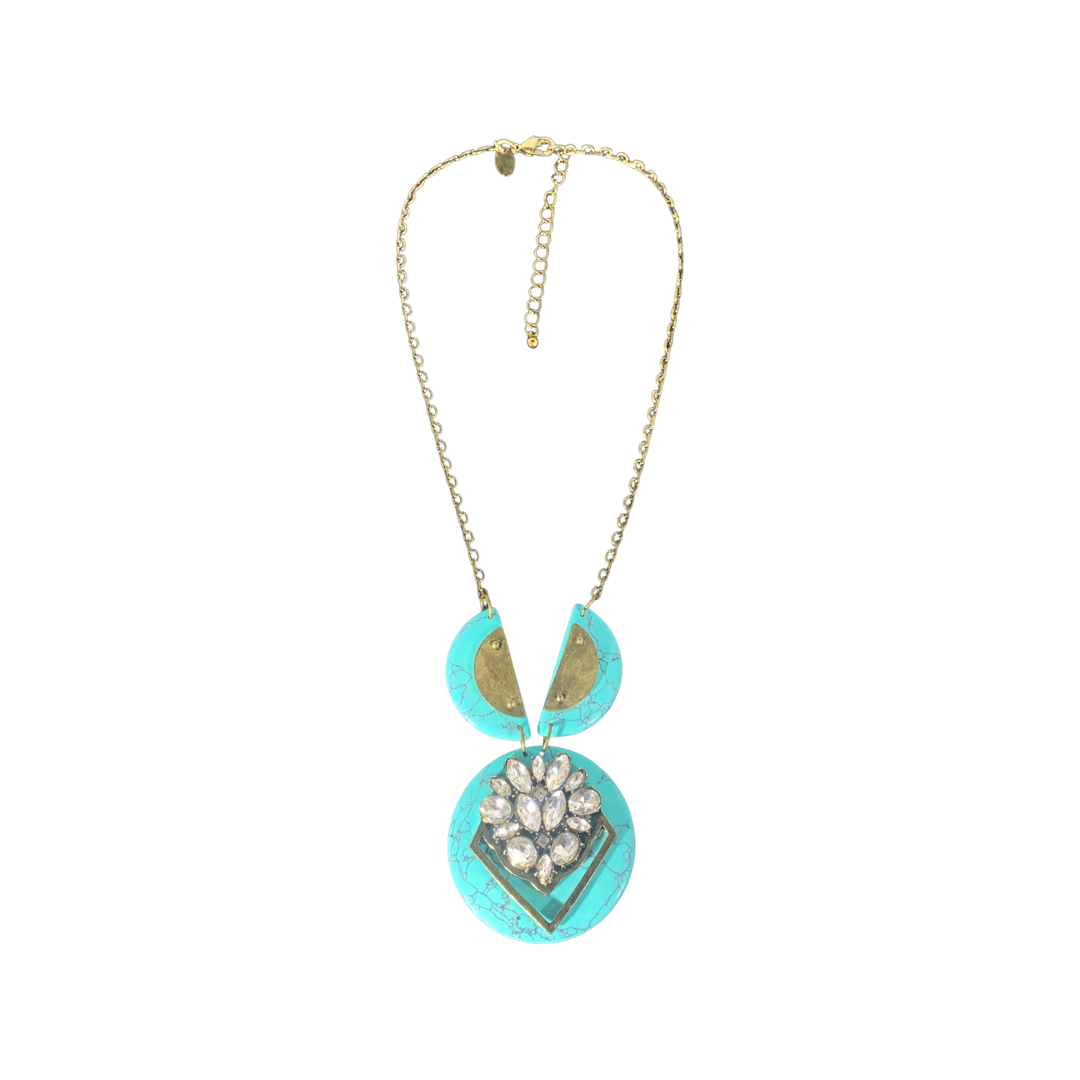 Turquoise Necklace With Crystal Detail - Charming Charlie