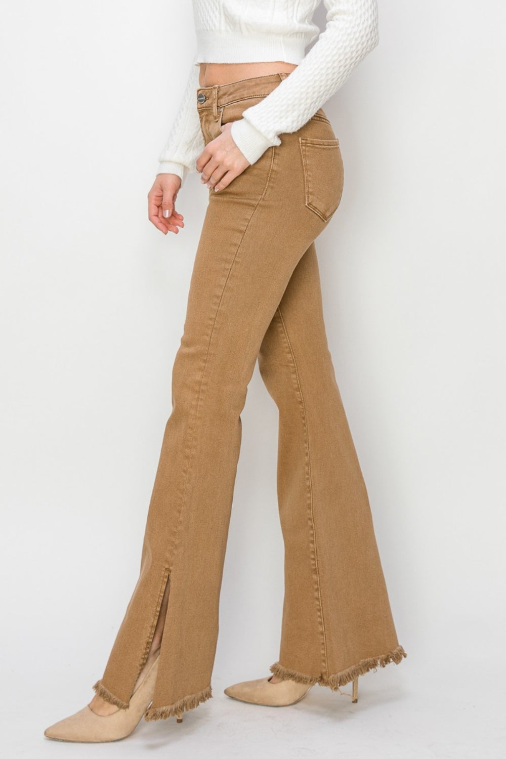 RISEN Bailey Full Size High Waist Side Slit Flare Jeans - Charming Charlie
