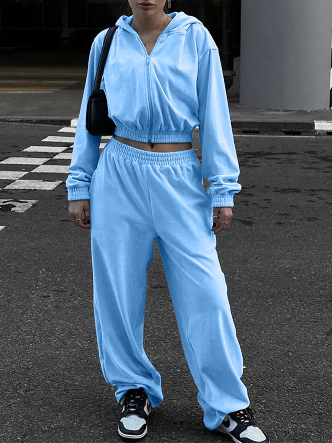 Zip Up Hoodie and Pocketed Pants Set - Charming Charlie