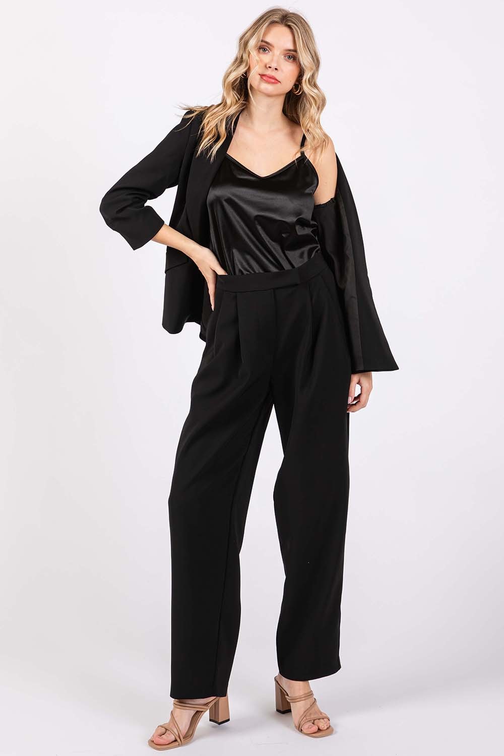 GeeGee High-Waisted Pleated Pants - Charming Charlie