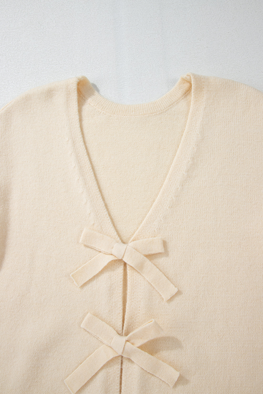 Bowknot Front V Neck Long Sleeve Cardigan - Charming Charlie