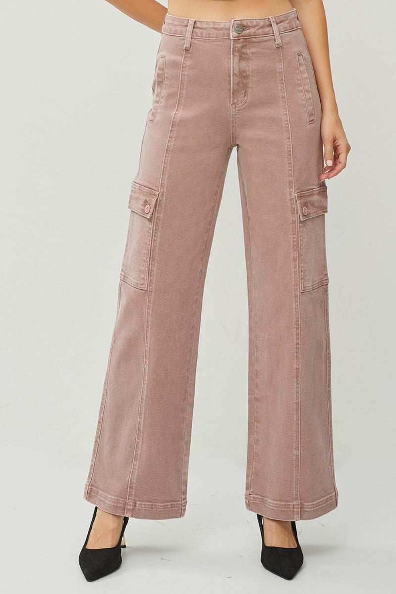 RISEN Drawstring Relaxed Cargo Wide Leg Pants - Premium Denim main image 1