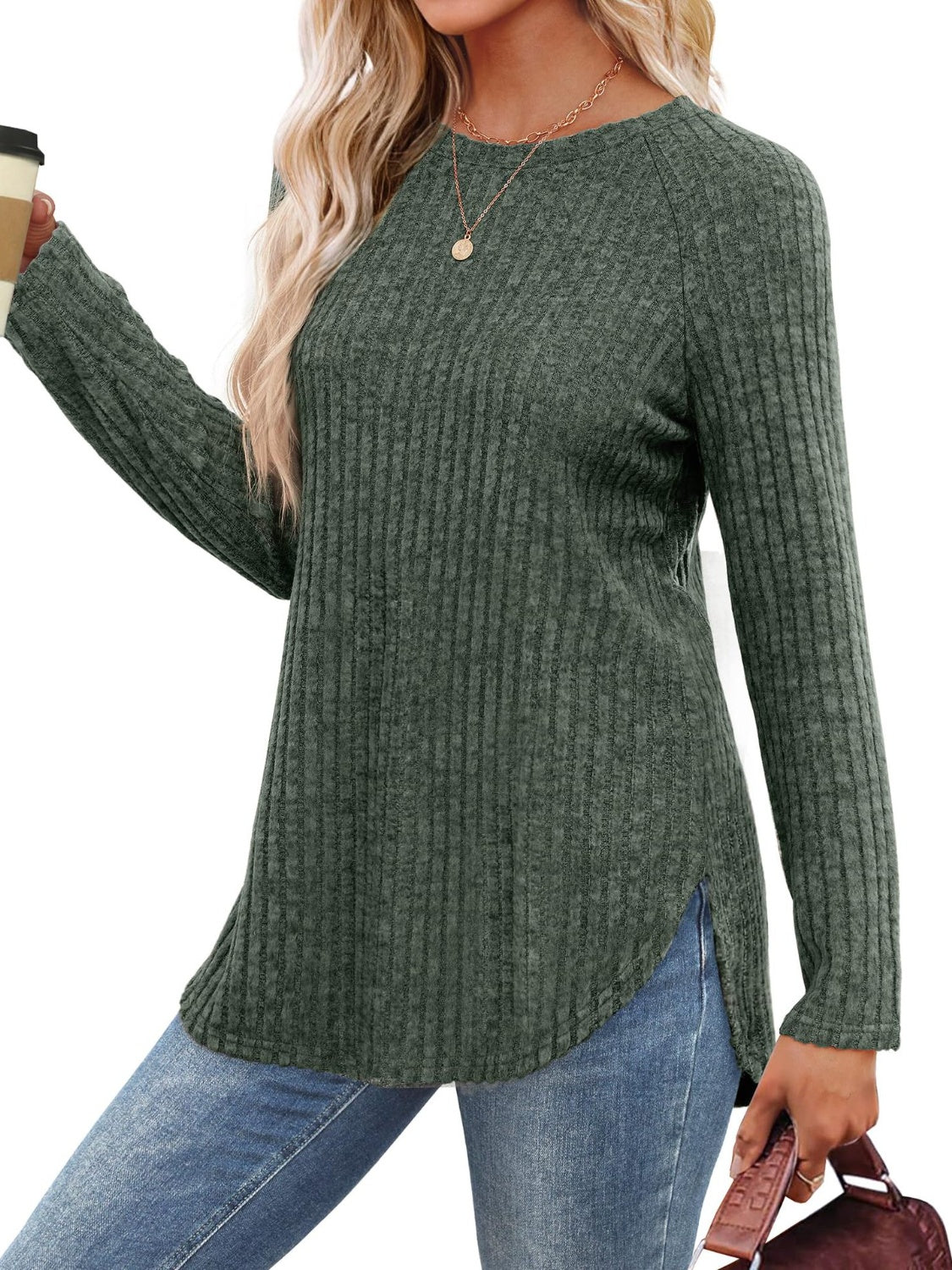 Round Neck Raglan Sleeve T-Shirt - Charming Charlie