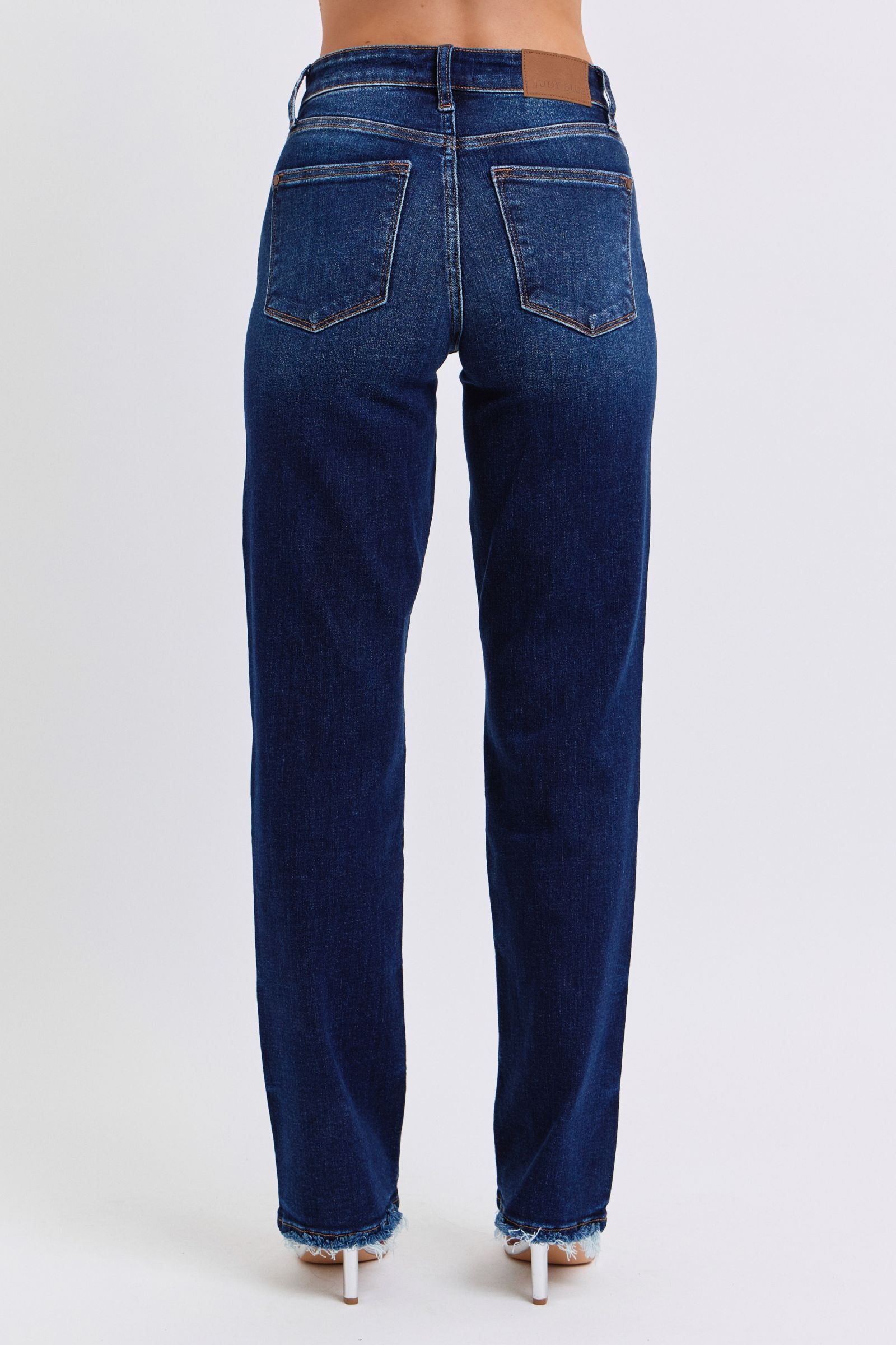 Judy Blue Full Size Raw Hem Straight Leg Jeans - Charming Charlie