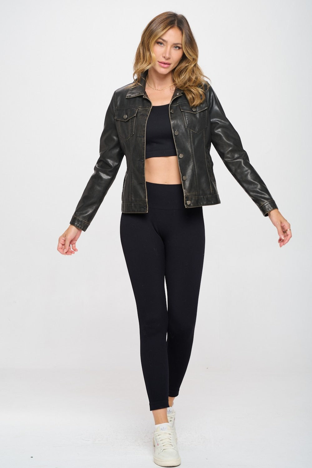 Coalition LA Button Down Cargo Vegan Leather Shacket - Charming Charlie