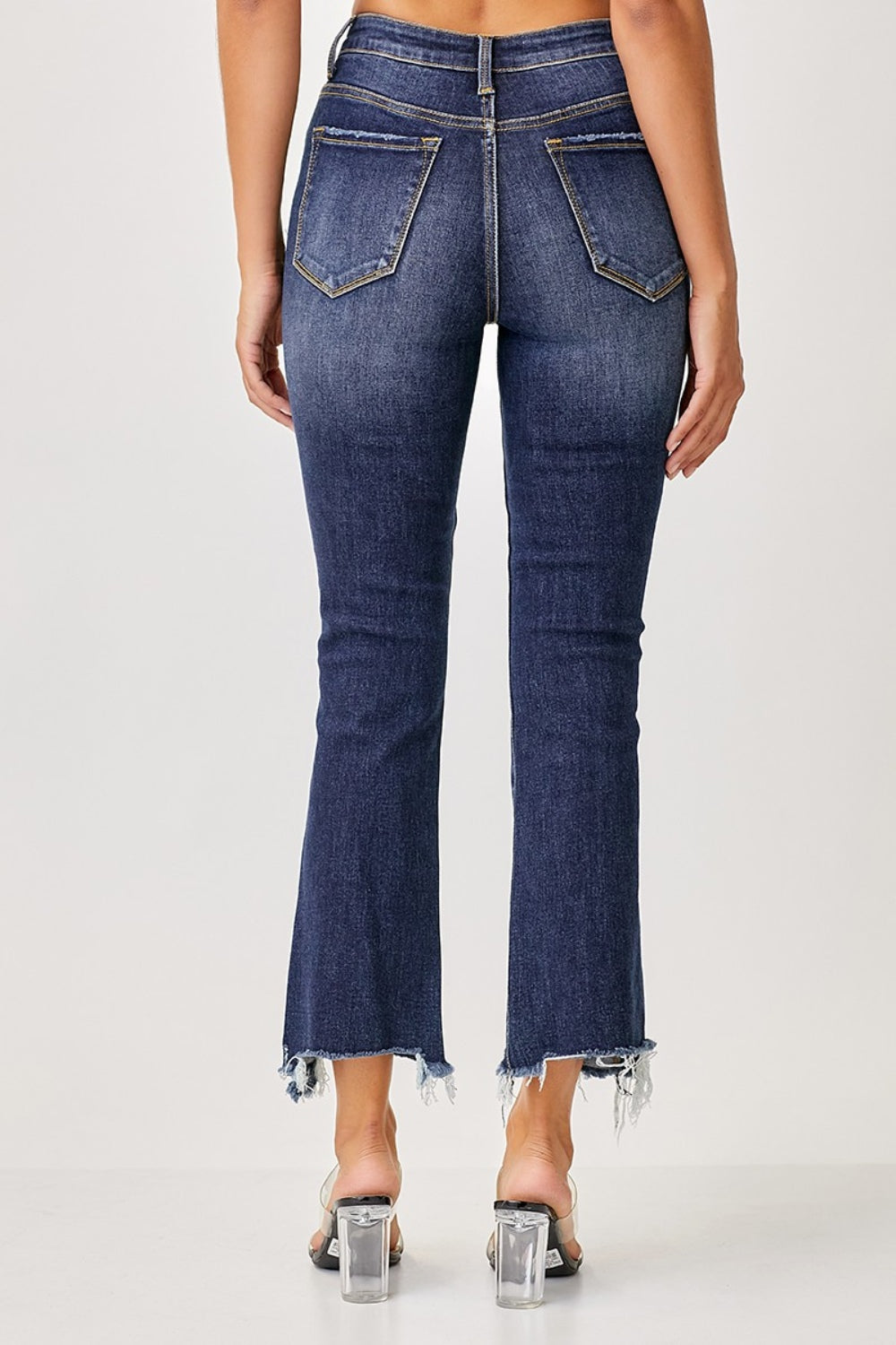 Risen Full Size Frayed Hem Cropped Straight Jeans - Charming Charlie