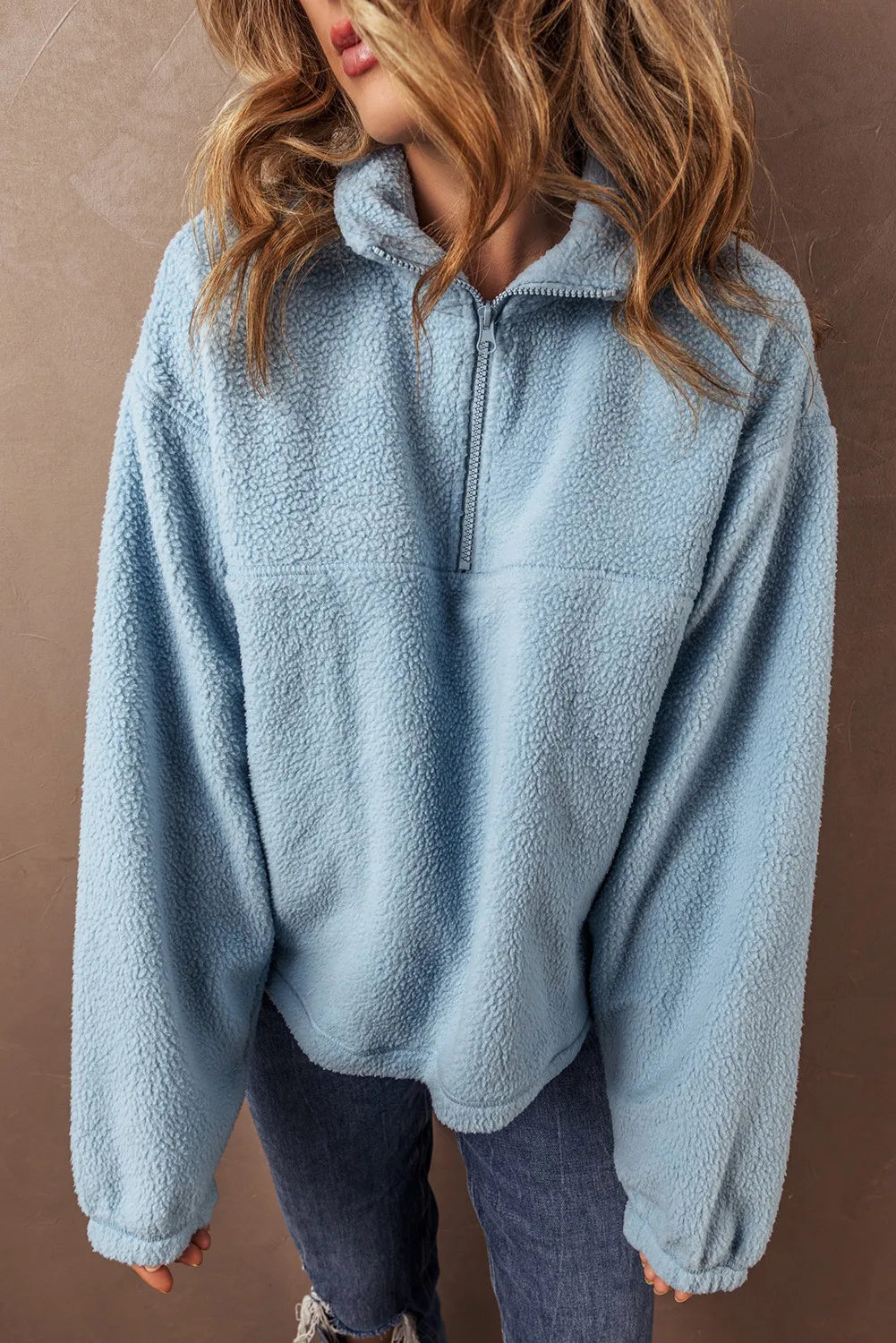 Half Zip Long Sleeve Sweatshirt - Charming Charlie