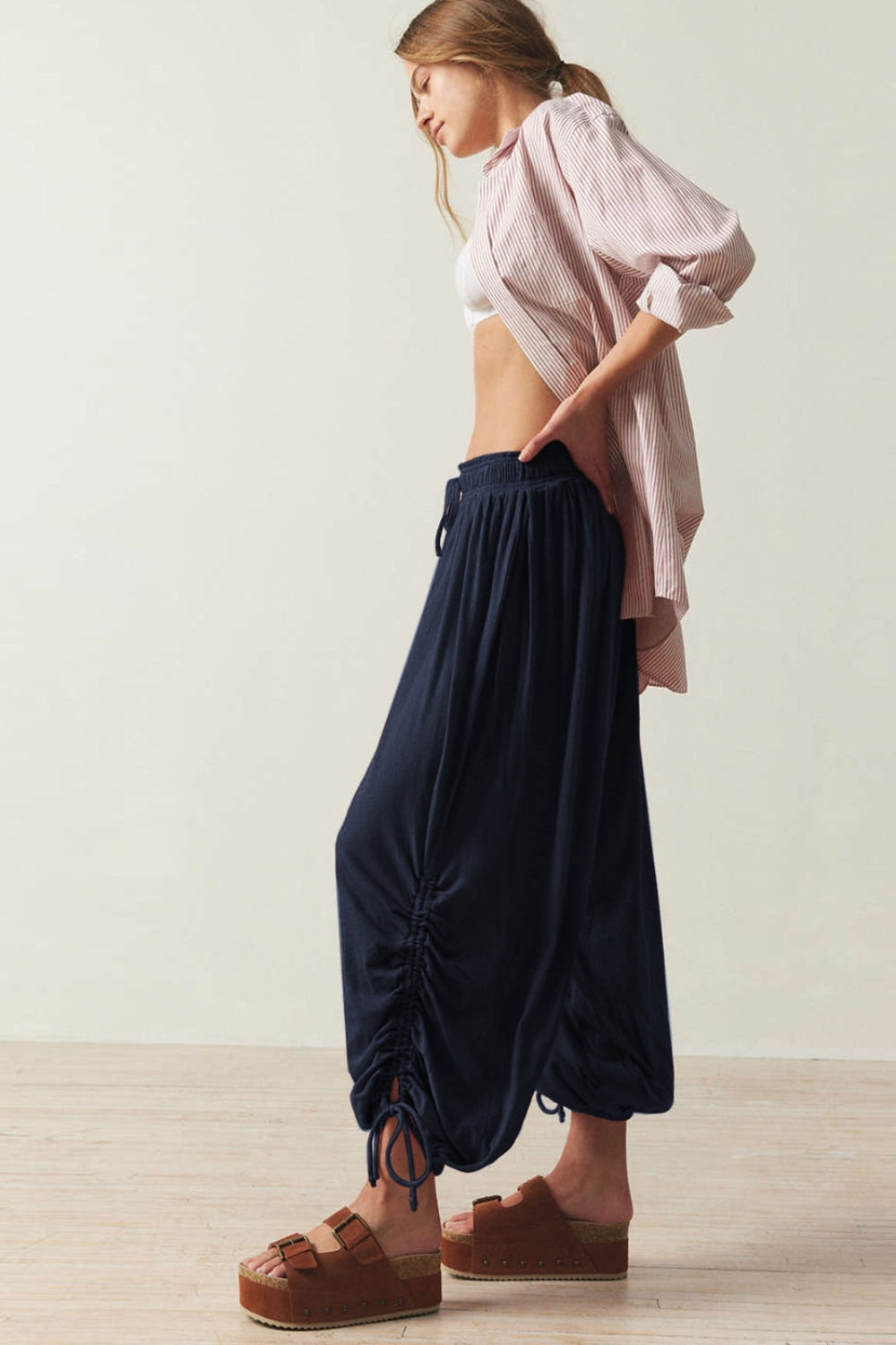 Drawstring Ruched Pants - Charming Charlie