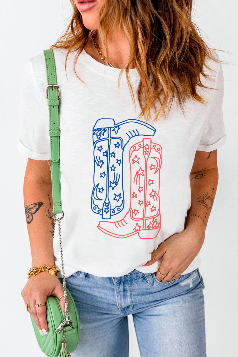 Boot Graphic Round Neck Short Sleeve T-Shirt - Charming Charlie