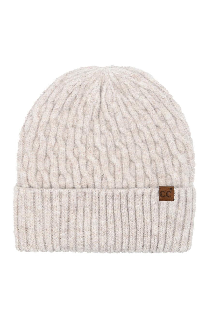 Oatmeal C.C Chain Link Cable Cuff Beanie