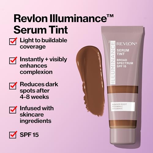 Revlon Illuminance Tinted Serum, Triple Hyaluronic Acid, Evens Out Skin Tone Over Time and Hydrates All Day, SPF 15, 209 Buff Beige, 0.94 fl oz. - Charming Charlie