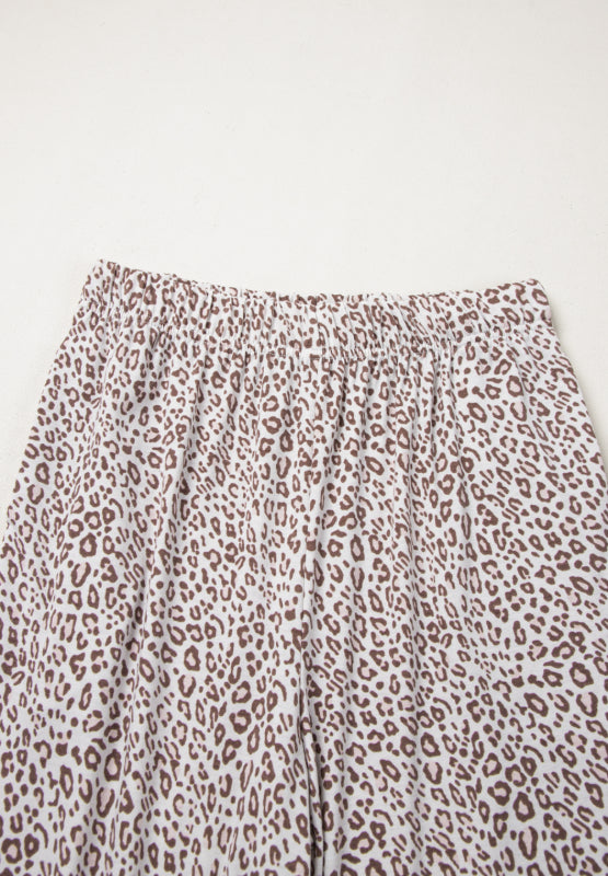 Leopard Button Down Long Sleeve Top and Pants Lounge Set - Charming Charlie