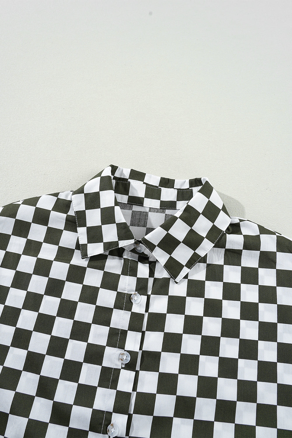 Checkered Collared Neck Long Sleeve Shirt - Charming Charlie