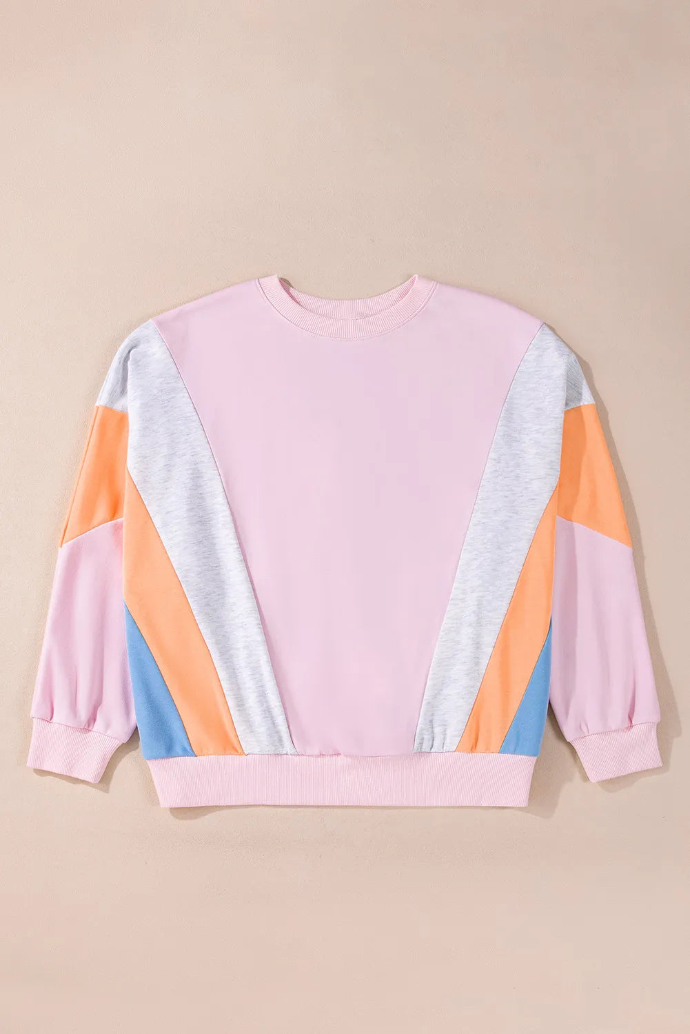 Color Block Round Neck Long Sleeve Sweatshirt - Charming Charlie