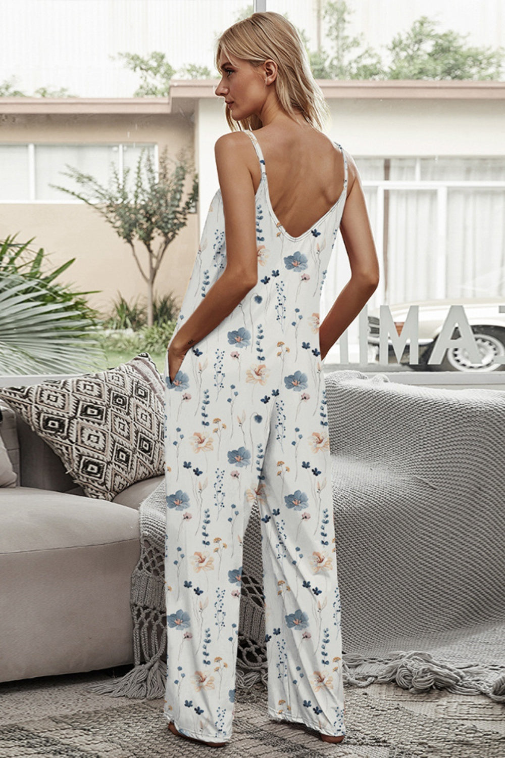 Printed Spaghetti Strap Jumpsuit - Charming Charlie