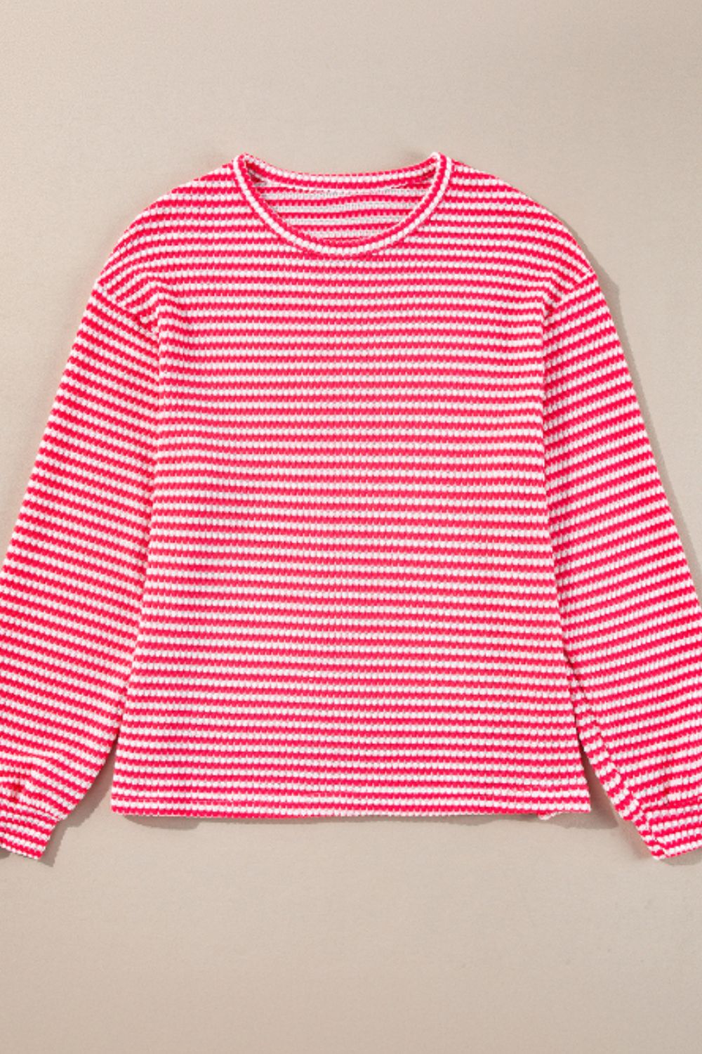 Striped Round Neck Long Sleeve Top - Charming Charlie