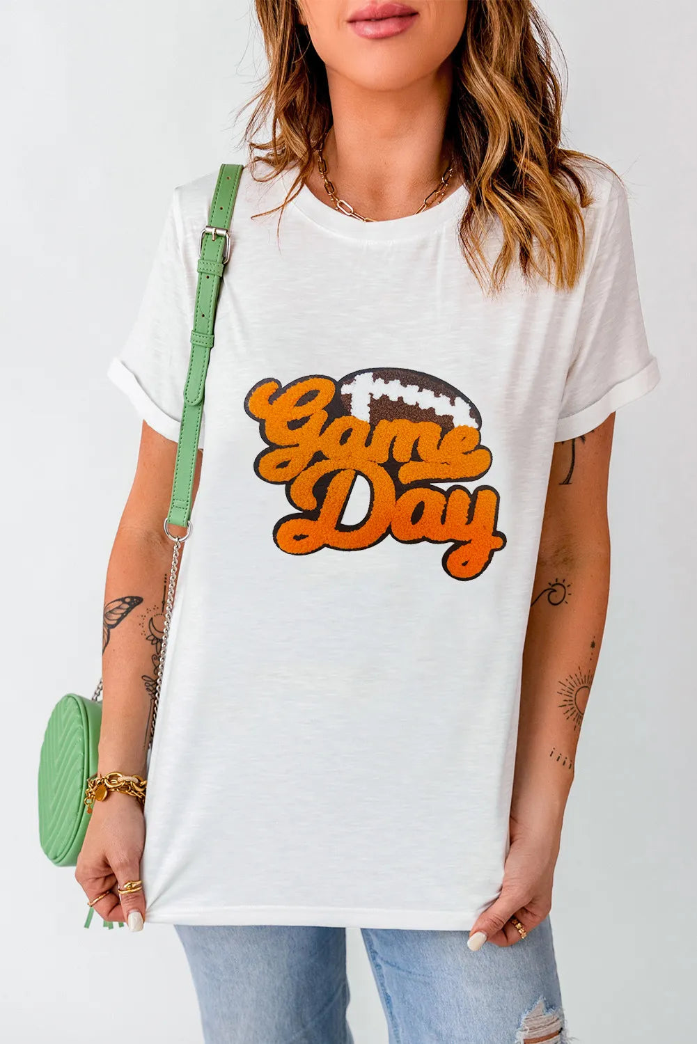 GAME DAY Round Neck Short Sleeve T-Shirt - Charming Charlie