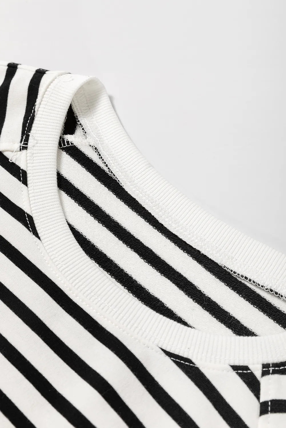 Slit Striped Round Neck Long Sleeve Sweatshirt - Charming Charlie