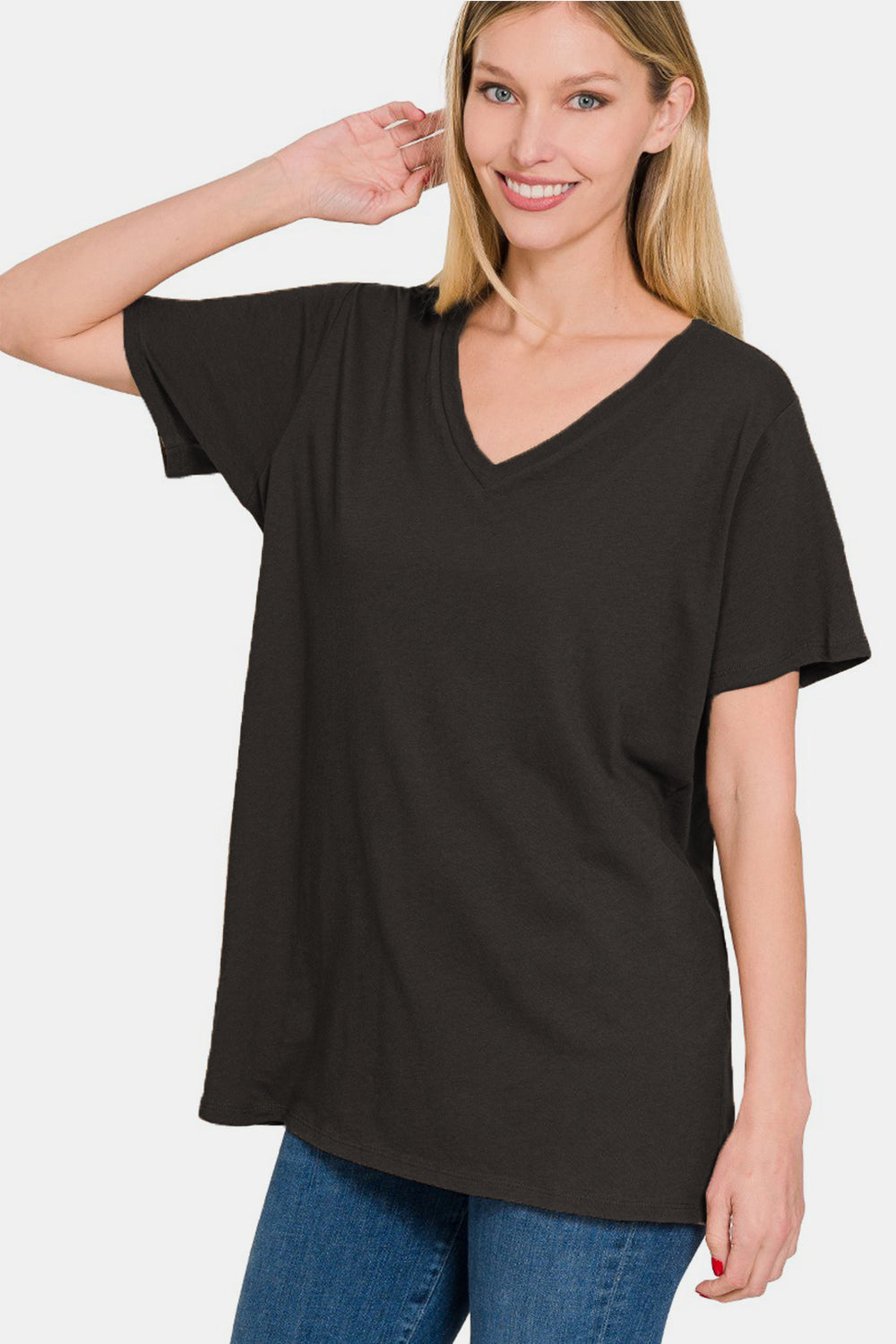 Zenana Full Size V-Neck Short Sleeve T-Shirt - Charming Charlie