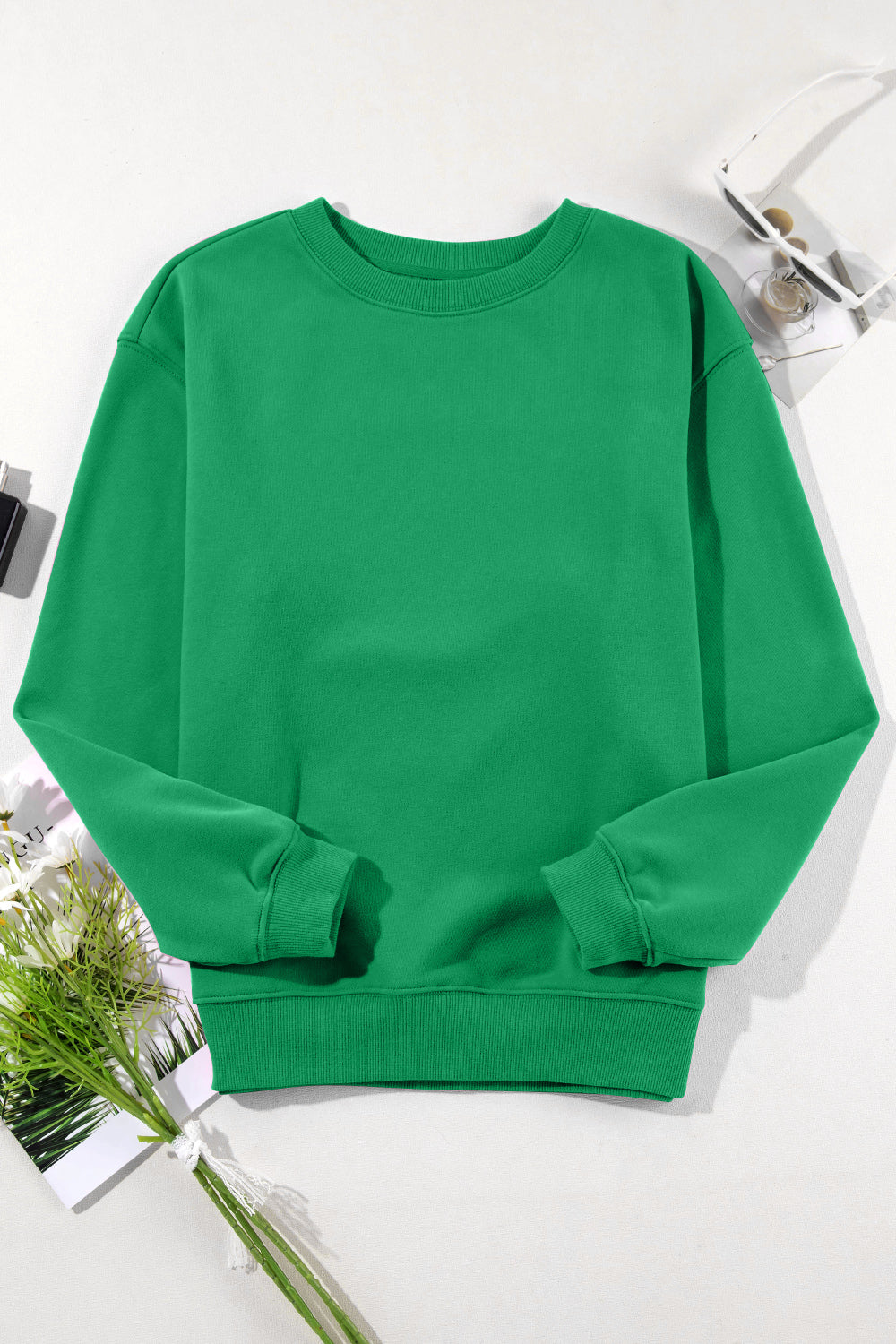 Round Neck Long Sleeve Sweatshirt - Charming Charlie