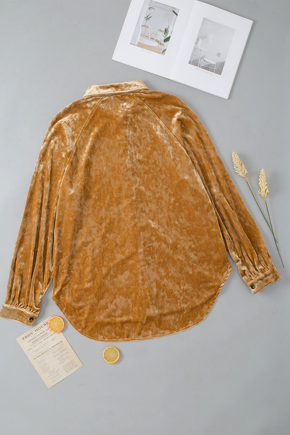 Button Down Loose Fit Velvet Shirt - Charming Charlie