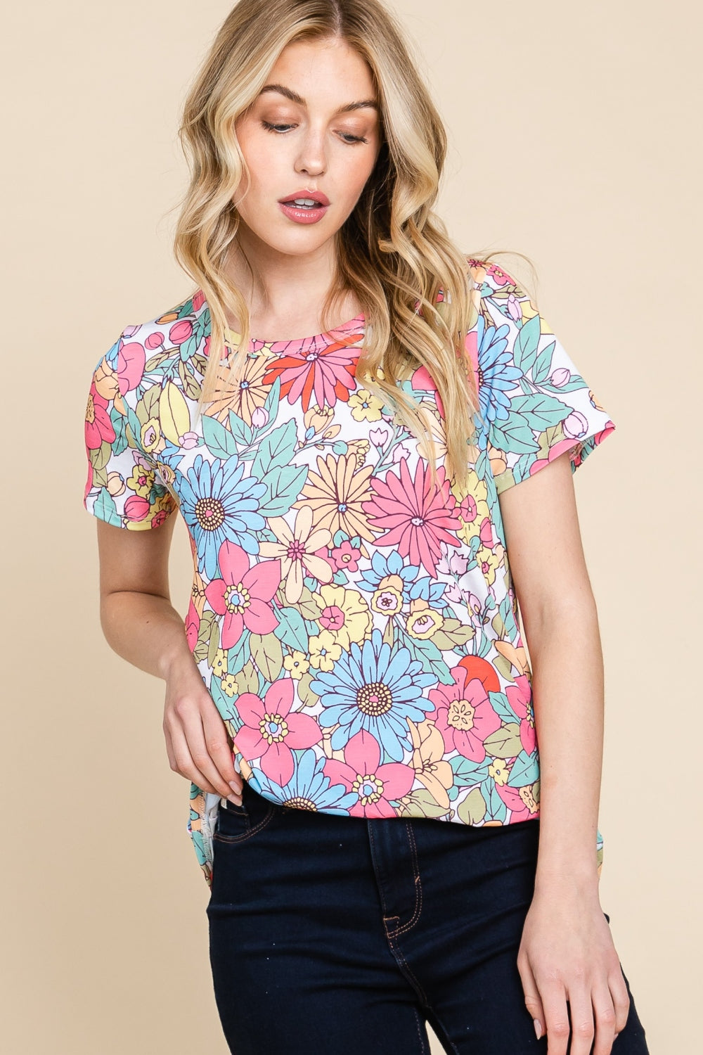 BOMBOM Floral Short Sleeve T-Shirt - Charming Charlie