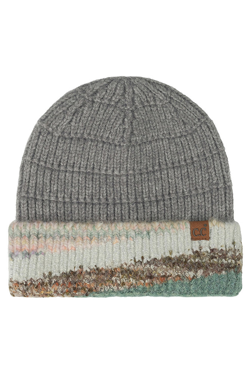 Gray C.C Multi Marled Yarn Cuff Beanie