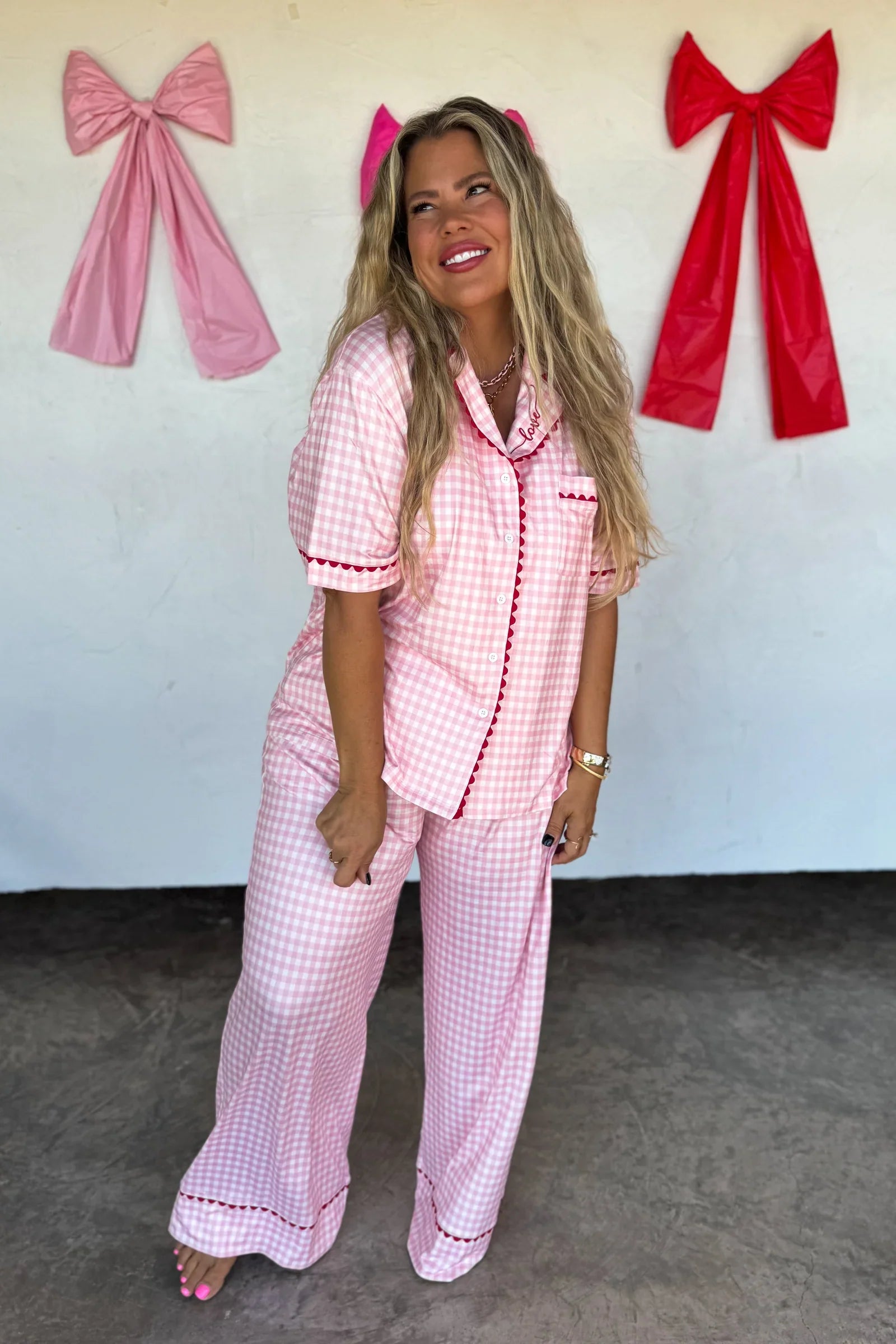 PREORDER: Gingham Love Luxe PJ Set - Charming Charlie