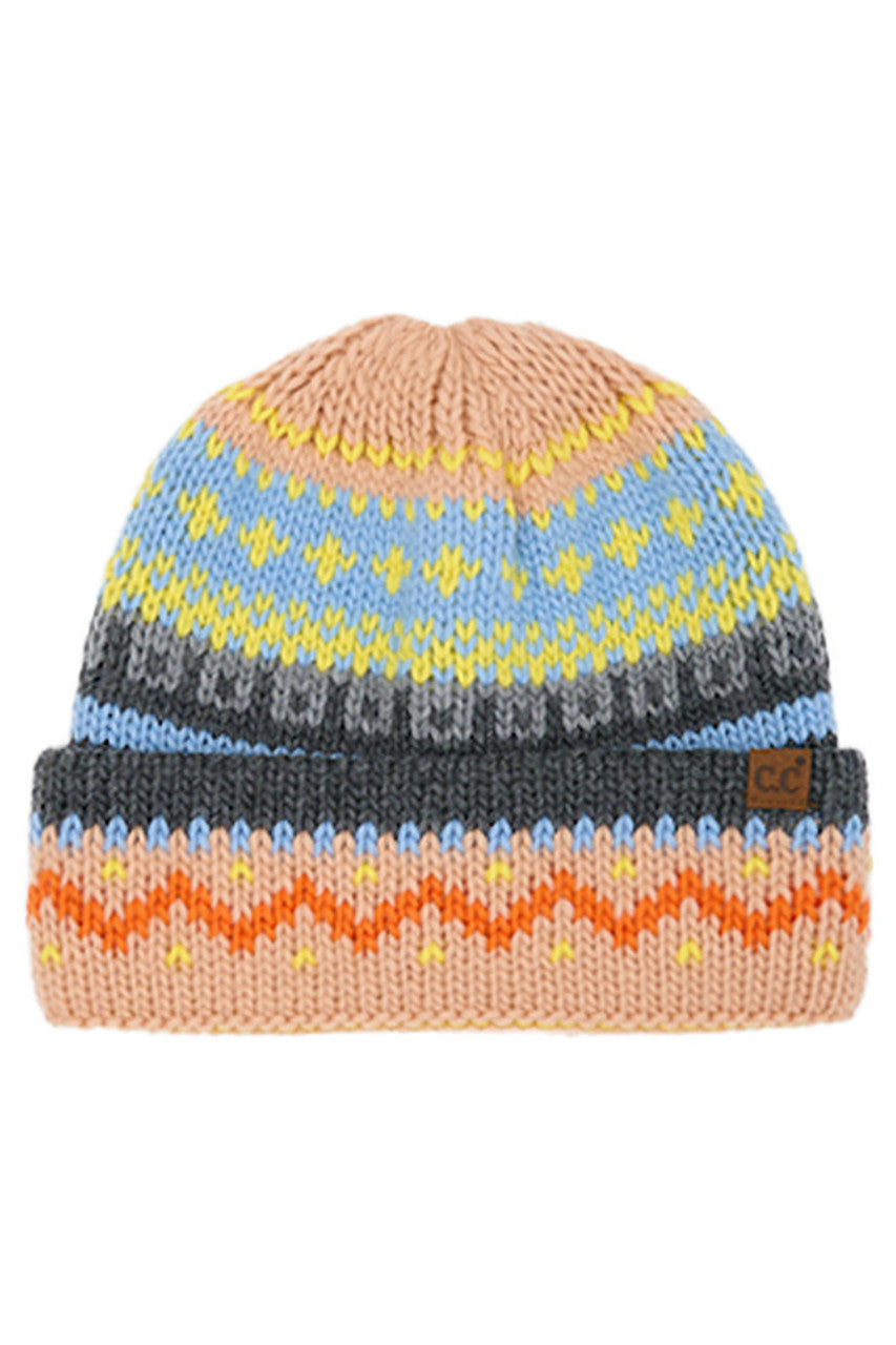 Indi Pink C.C Colorful Pattern Fair Isle Beanie