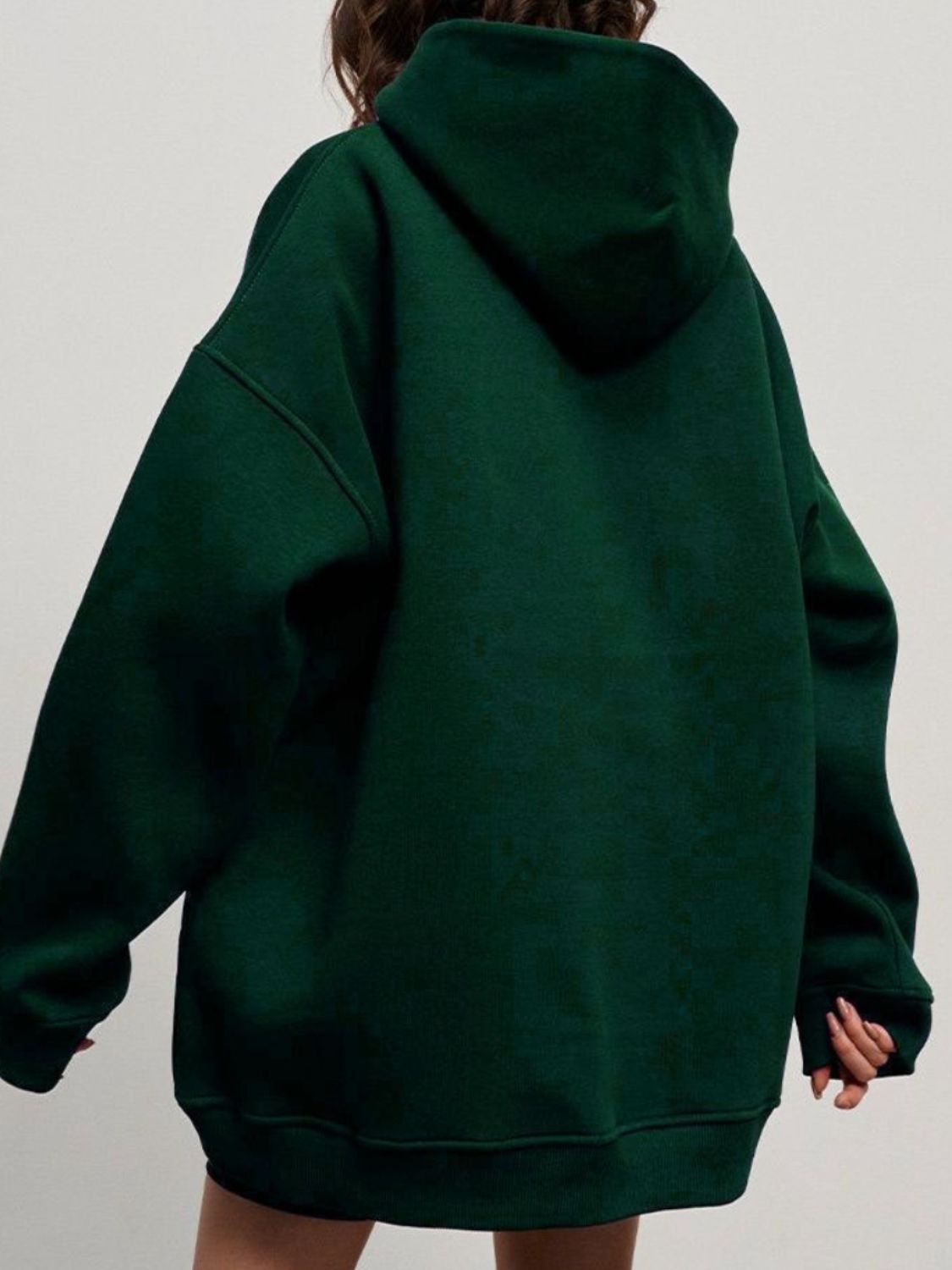 Pocketed Dropped Shoulder Long Sleeve Hoodie - Charming Charlie