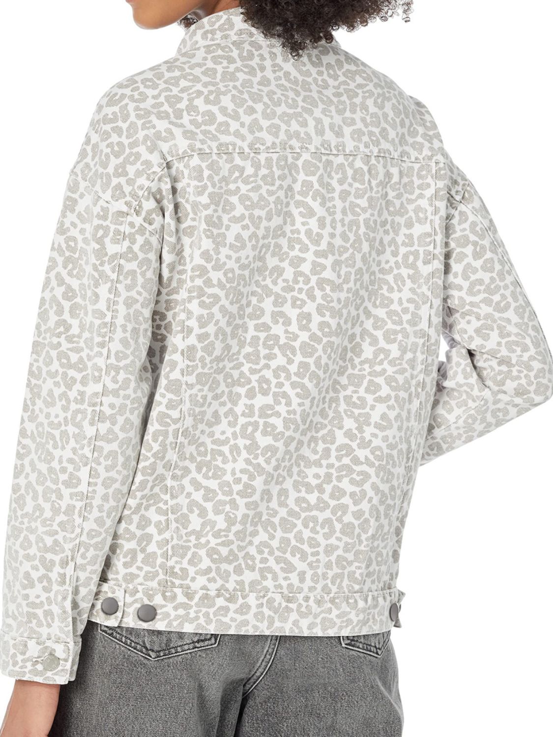 Leopard Button Up Long Sleeve Denim Jacket - Charming Charlie
