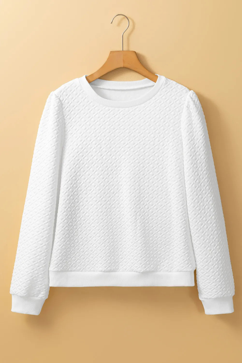 Textured Round Neck Long Sleeve Top - Charming Charlie