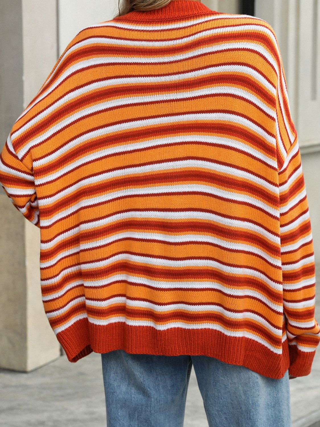 Striped Mock Neck Long Sleeve Sweater - Charming Charlie