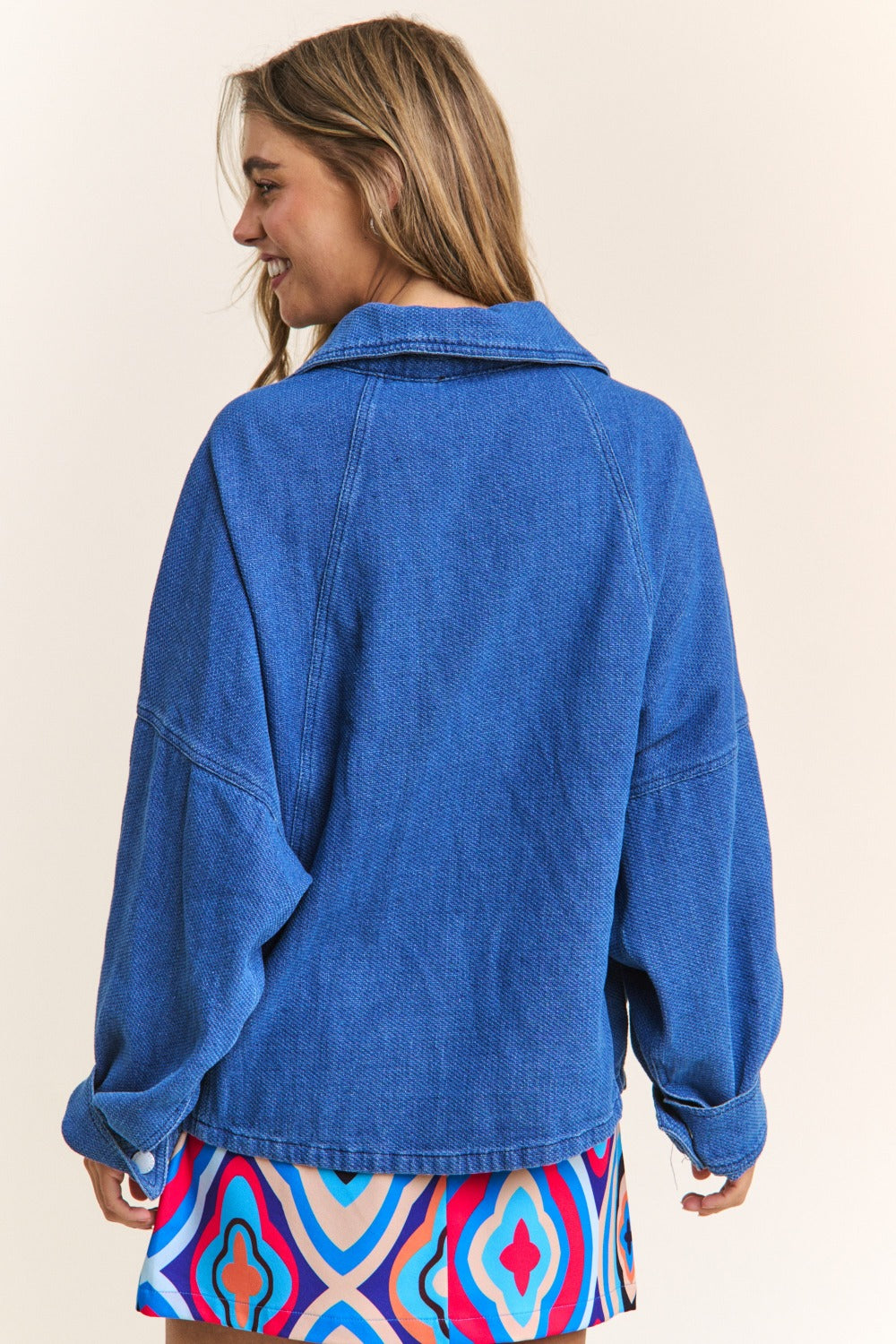 J.NNA Snap Down Long Sleeve Denim Shacket - Charming Charlie