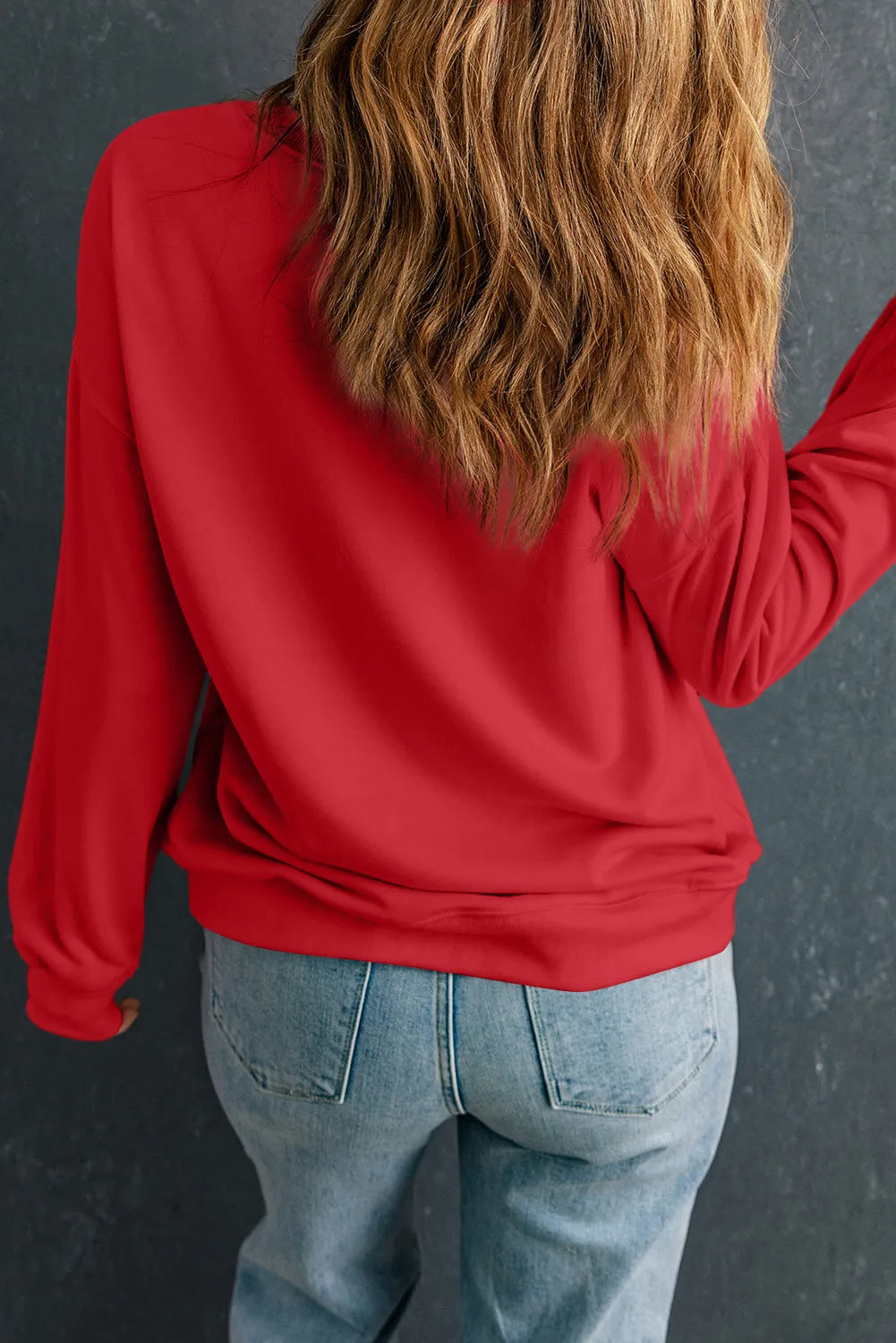 Letter Graphic Round Neck Long Sleeve Sweatshirt - Charming Charlie
