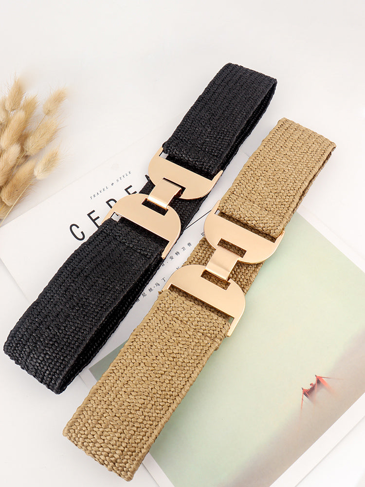 Alloy Buckle Elastic Belt - Charming Charlie