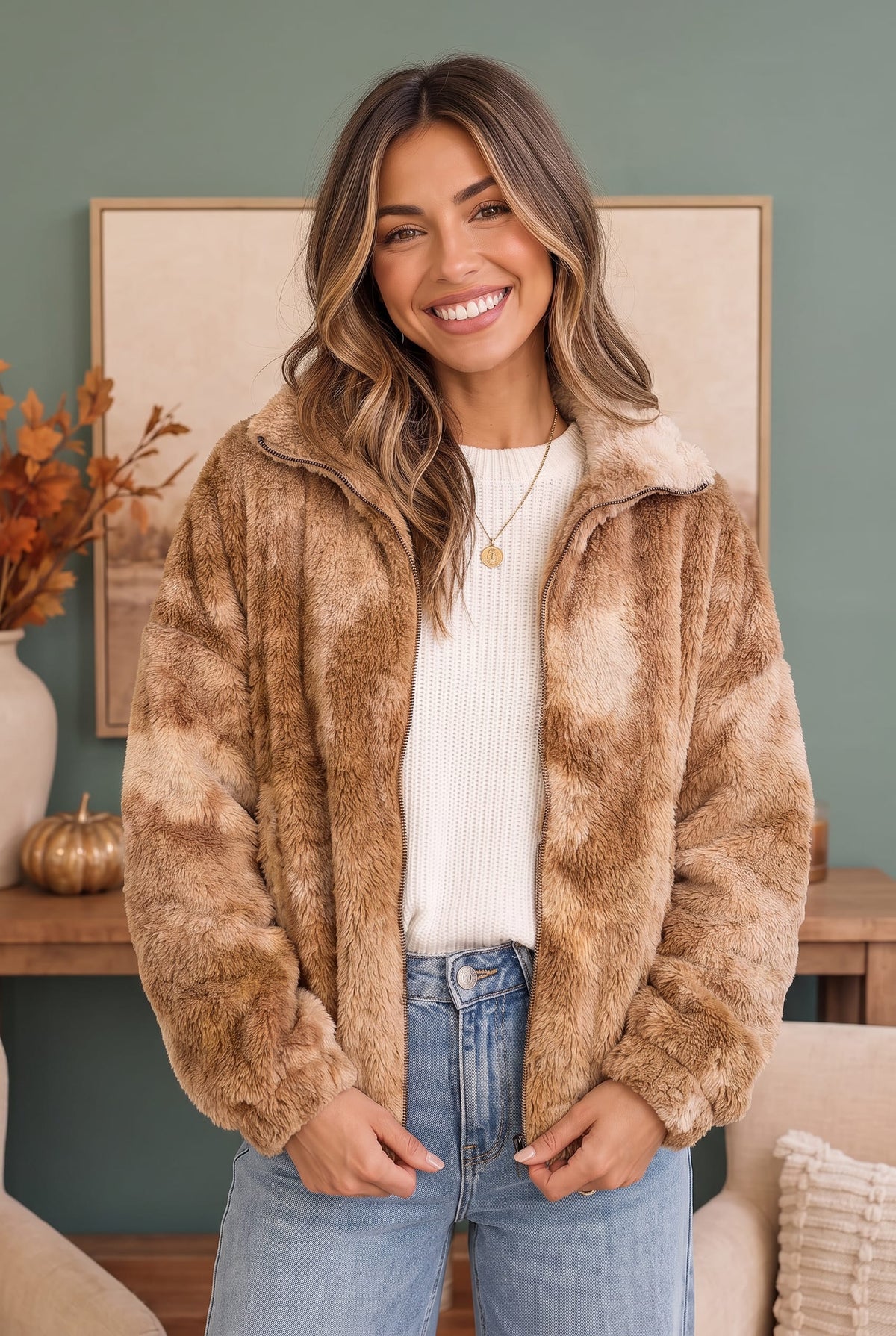 Homecoming Faux Fur Zip Up Jacket - Charming Charlie