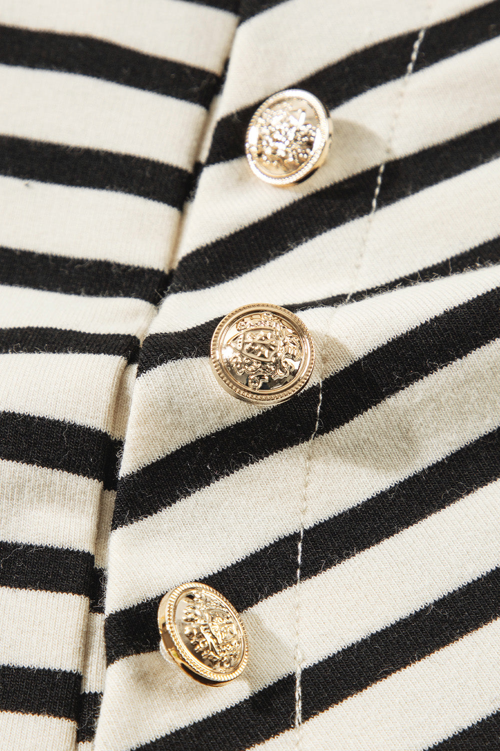 Decorative Button Striped Long Sleeve Sweatshirt - Charming Charlie