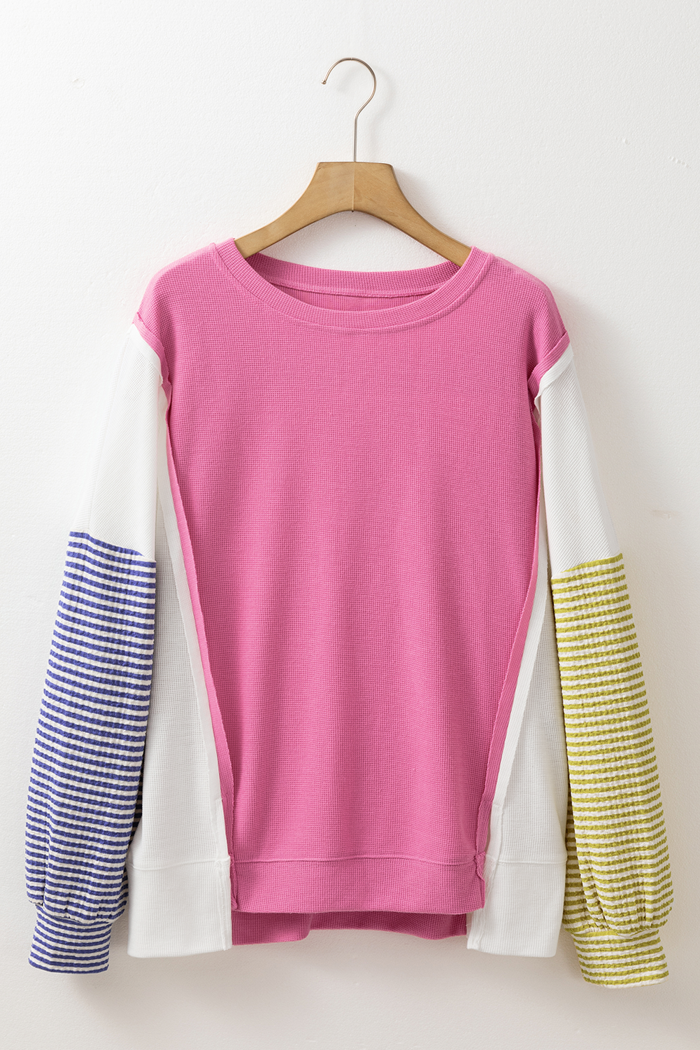 Exposed Seam Contrast Long Sleeve Sweatshirt - Charming Charlie