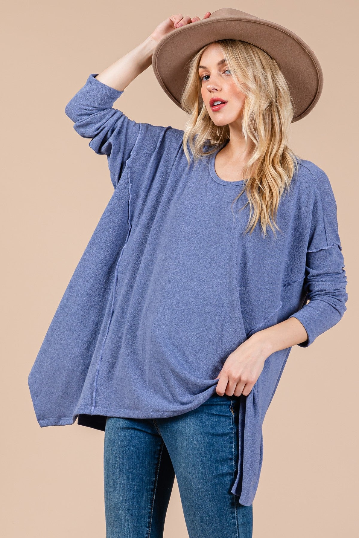 Ces Femme Asymmetrical Long Sleeve top - Charming Charlie