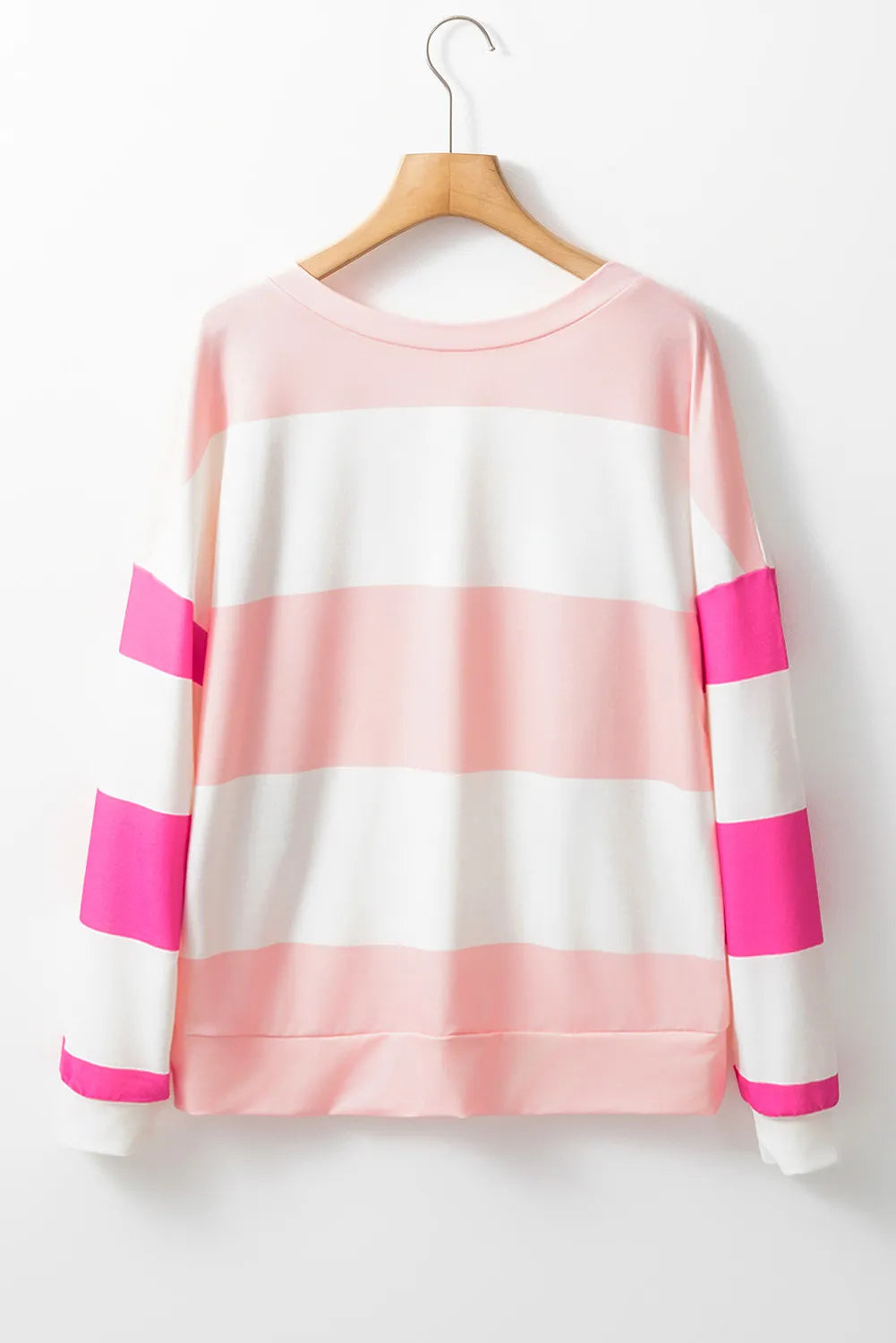 Contrast Color Block Round Neck Long Sleeve Top - Charming Charlie