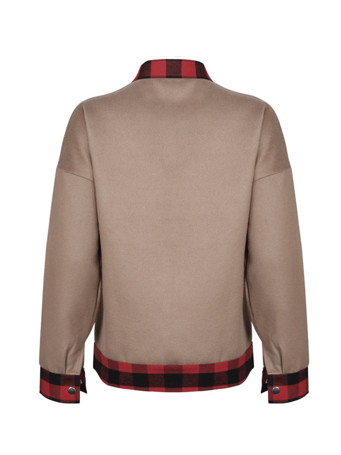 Plaid Trim Long Sleeve Jacket - Charming Charlie